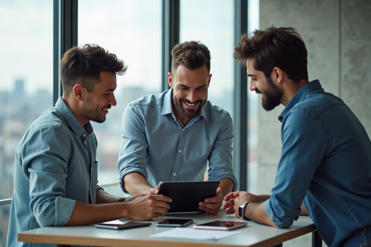 Equipe de jeunes professionnels collaborant autour d