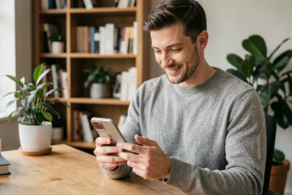 Homme tenant un Google Pixel 6a dans un bureau moderne, illustrant son utilisation quotidienne en 2026