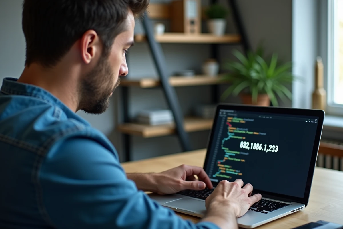 Homme en bureau connecté au réseau internet